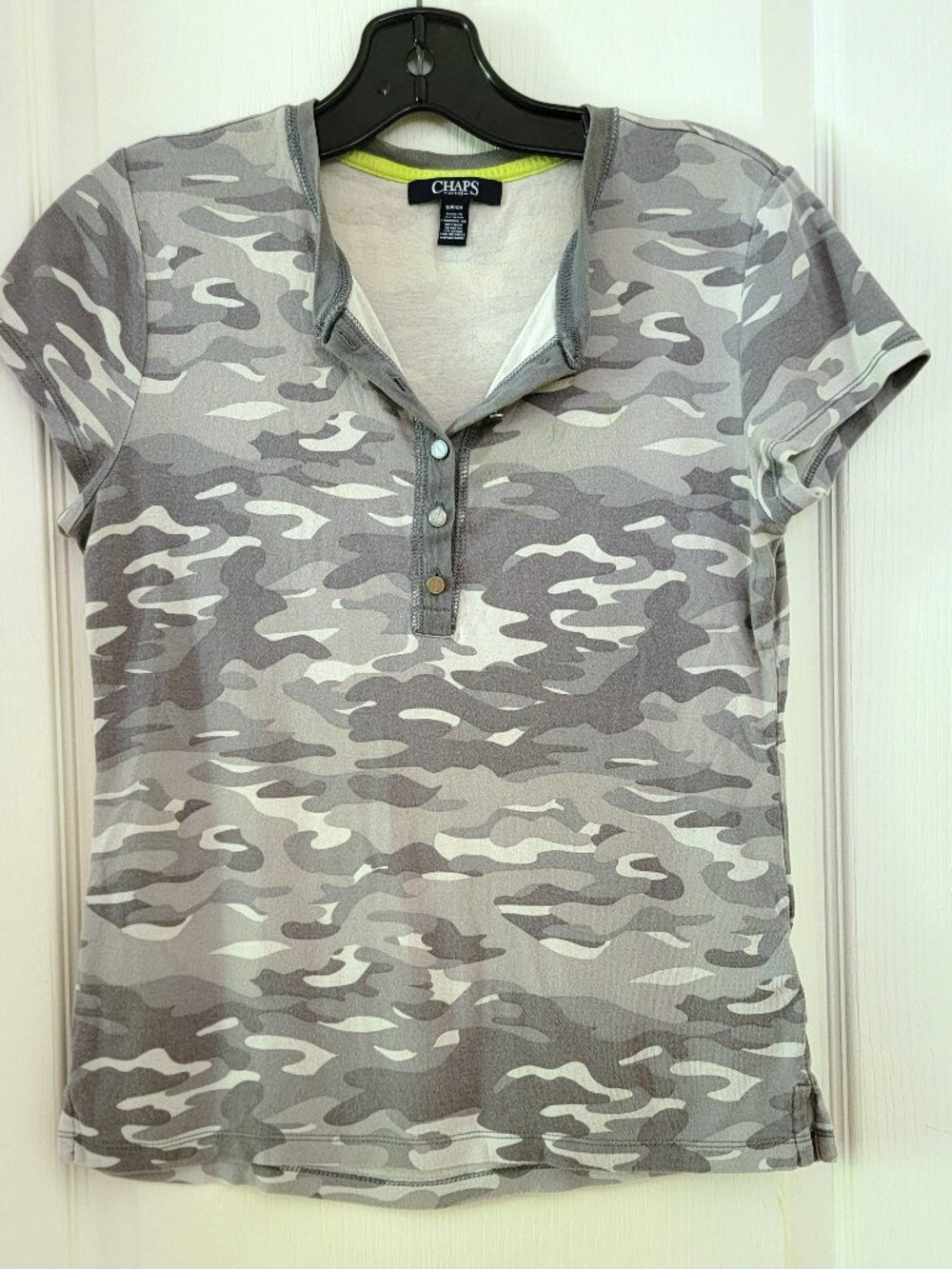 CHAPS GREY CAMOUFLAGE PRINT TEES